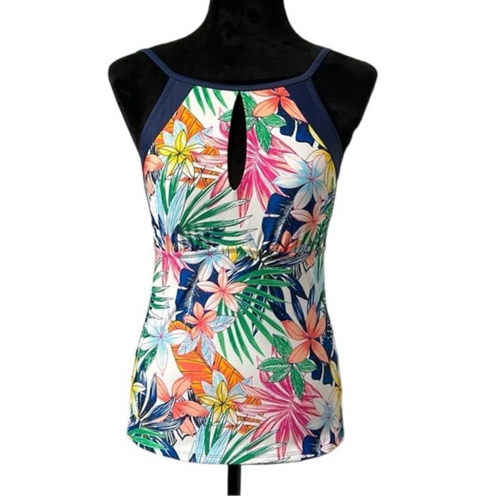 Ellen Tracy Tankini Top Multicolor Floral Print Tropical $108 Size 6 EUC #6660